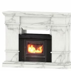 Antique White Marble Stone Fireplace 3d model