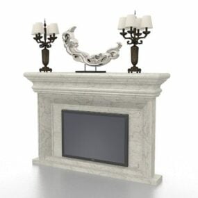 White Marble Stone Home Fireplace 3d model