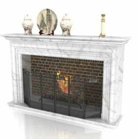 White Marble Stone Fireplace Mantel 3d model