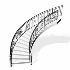 White Stone Curved Stairs 3d model