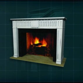 Marble Fireplace With Wood Burning 3d model