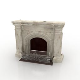Marble Stone Wood Fireplace 3d model