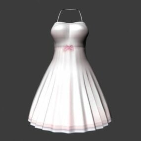 Bílé párty módní šaty 3D model