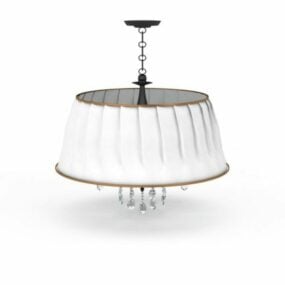 White Shade Pendant Light With Drop 3d model