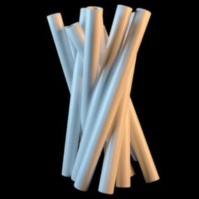 مزهرية ديكور على شكل أنبوب أبيض نموذج ثلاثي الأبعاد