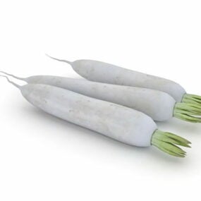 White Radish Root Vegetable 3d model