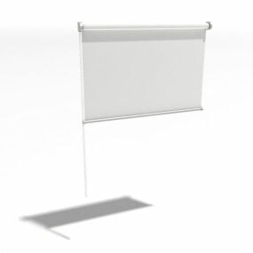 Office White Roll Down Windows Curtain 3d model