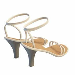 Fashion White Sandals For Girls 3d model