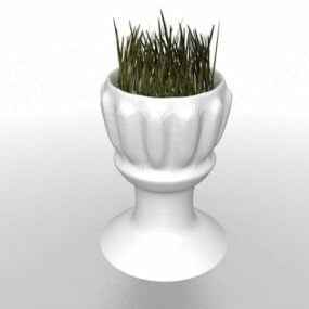 White Ceramic Indoor Urn Planter 3d model