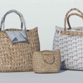 Fashion Rattan Straw Handbags 3D-malli