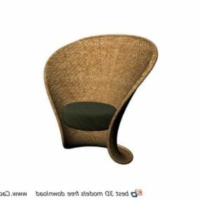 3д модель плетеного кресла-ванны из ротанга с мебелью