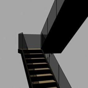 सीधी सीढ़ियों के साथ घरेलू सीढ़ियाँ 3डी मॉडल