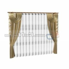 Drapes With Sheer Window Curtain 3d model