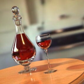 Wine Bottle And Glass 3d model