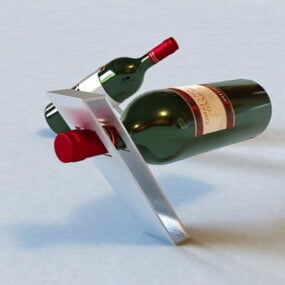 مدل سه بعدی بطری شراب خانگی روی قفسه