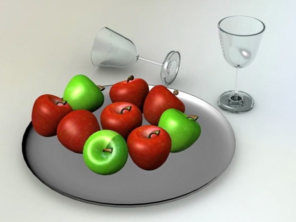 Copa de vino con manzana