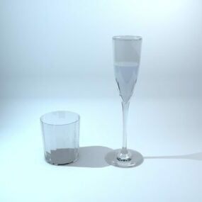 Sklenice na víno a pohár Set 3D model