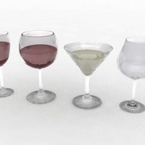 Modelo 3d de taças de vinho de cozinha