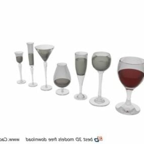 異なるサイズのワイングラス3Dモデル