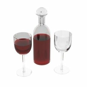 Set Minuman Gelas Anggur model 3d