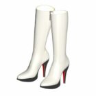 Women White Leather Boots