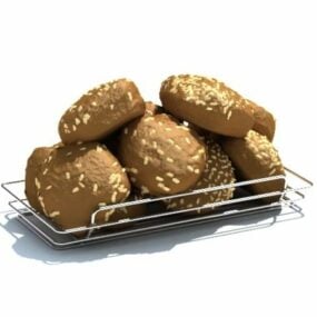 Bread On Tray 3d model
