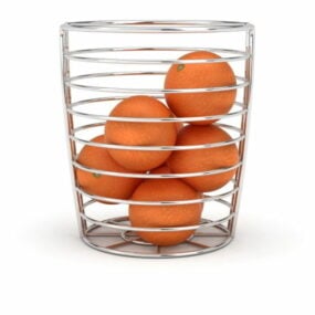 Orange Wire Fruit Basket 3d model
