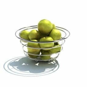 Gule epler frukt på skål 3d-modell