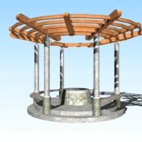 パーゴラのある庭の願いの井戸3Dモデル
