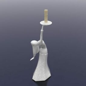 Candlestick Light With Angel Sculpture 3d model