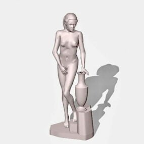 Modelo 3d de estátua de mulher ao ar livre