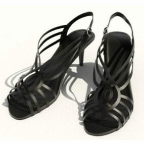 Sandalias negras de moda para mujer modelo 3d