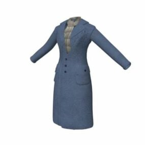 3д модель женского модного синего пальто
