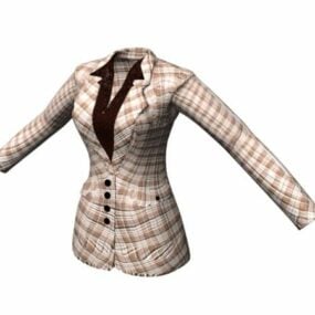Women Clothing Plaid Suit Jacket 3d model