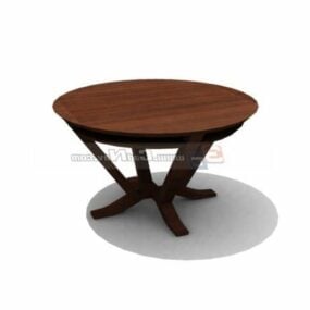 Старий дерев'яний круглий журнальний столик 3d модель