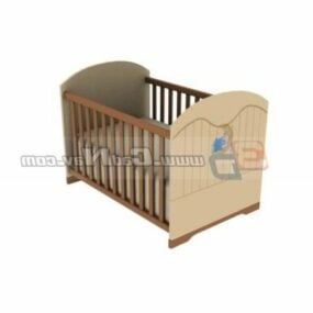 Home Wood Baby Bed 3d model
