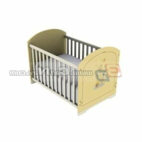 Wooden Baby Crib With Playpens 3d model