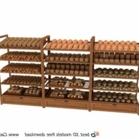 Wood Bakery Display Shelf 3d model
