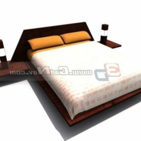 Wood Bedstead Furniture Soft Bed 3d model