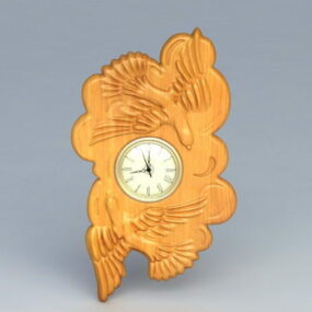 Home Wood Carving Wall Clock 3d model