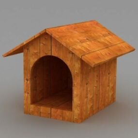 Modelo 3d de casinha de cachorro de madeira