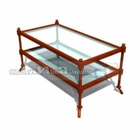 Living Room Wooden Frame Coffee Table 3d model