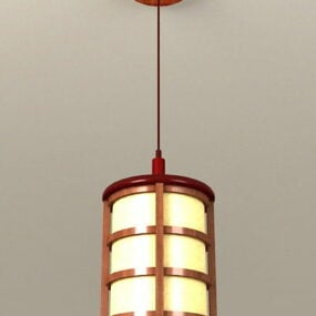Asian Wood Hanging Pendant Light 3d model