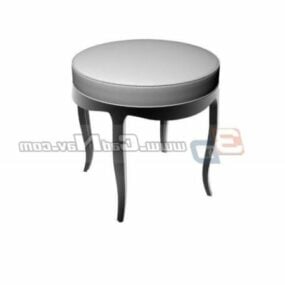 Wood Round Stool Furniture 3d model