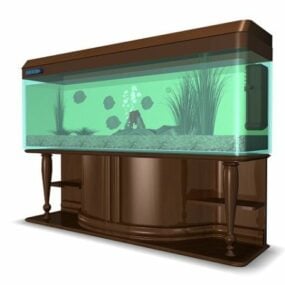 Mueble de madera con acuario modelo 3d