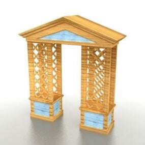 Porte de tonnelle en bois de jardin modèle 3D