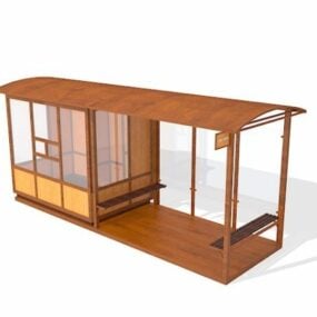 City Wooden Bus Stop Shelters 3d-model