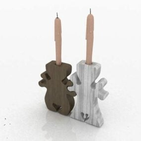 Two Wooden Candle Holders 3d model