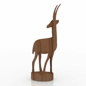 Wooden Carved Deer Decoration 3d model