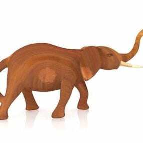 Estátua de elefante esculpida em madeira modelo 3D